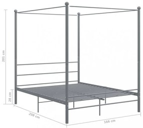 szürke fém baldachinos ágykeret 160 x 200 cm