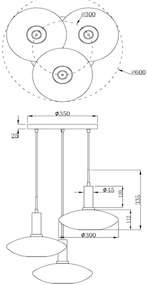 Lucide 25413/13/02 - Csillár zsinóron SINGALA 3xE27/60W/230V