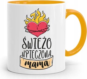 Sárga Bögre Ajándék Frissen Sült Anyukának fényképes nyomattal