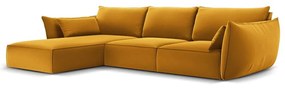 Mustársárga bársony sarokkanapé (bal oldali-heverő résszel) Vanda – Mazzini Sofas