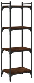 4 szintes barna tölgy színű szerelt fa könyvespolc 40x30x120 cm