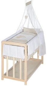 Natúr színű bölcső tárolóhellyel és baldachinnal 90x45 cm Liebhabär – Roba