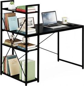 Íróasztal polccal LOFTY 120x60 cm, fekete