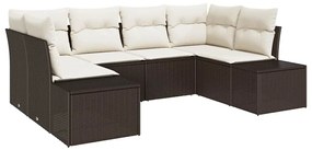 vidaXL Kerti Kanapé Szett párnával 6 pcs Barna polirattan