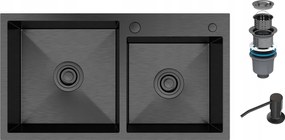 Acél Mosogató Fekete 2 Rekeszes Adagoló Szifon