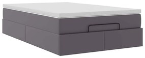 Ottomán ágykeret matraccal Szürke 120x190 cm műbőr 120x190 cm