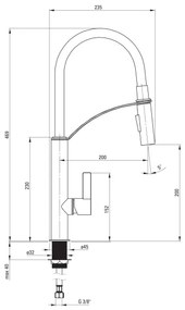 Deante BGB_B720 - Fekete/chrom GERBERA mosogató csaptelep flexibilis karos