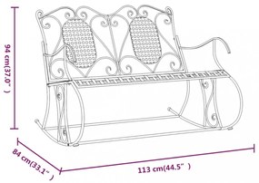 kétszemélyes fekete acél hintapad 113 cm
