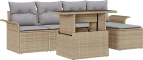 vidaXL Kerti Kanapé Szett párnával 6 pcs Bézs polirattan