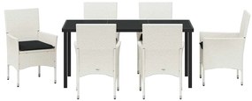Kert étkező szett párnával 7 pcs Fehér Poli rattan