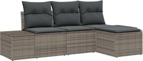 vidaXL Kerti Kanapé Szett párnával 4 pcs Szürke polirattan