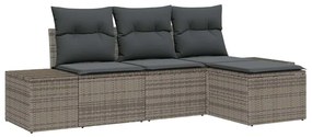 vidaXL Kerti Kanapé Szett párnával 4 pcs Szürke polirattan