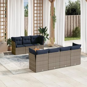 8 részes szürke polyrattan kerti ülőgarnitúra párnával