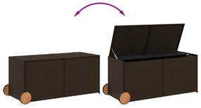 barna polyrattan kerti tárolóláda kerekekkel 283 L