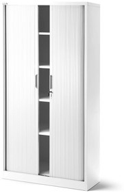 Fém szekrény harmonika ajtókkal DAMIAN, 900 x 1850 x 450 mm, fehér