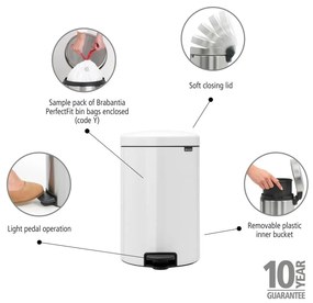 Fehér acél pedálos szemetes 20 l NewIcon – Brabantia