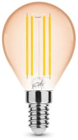 LED lámpa , égő , izzószálas hatás , filament  , E14 foglalat , G45 , Edison , 4 Watt , meleg fehér , 1800K , borostyán sárga , Modee