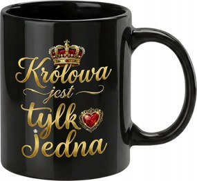 Bögre elegáns fekete A királynő csak egy korona szív Nőnapra