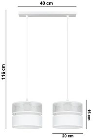 Csillár zsinóron LIMA 2xE27/60W/230V ezüst/fehér