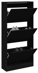 fekete szerelt fa cipőszekrény 60 x 21 x 125,5 cm