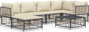 vidaXL 7 részes antracitszürke polyrattan kerti ülőgarnitúra párnákkal