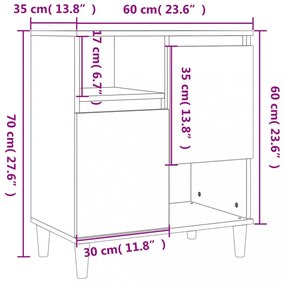 2 db füstös tölgy színű szerelt fa tálalószekrény 60x35x70 cm