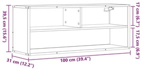 szürke sonoma színű szerelt fa és fém TV-szekrény 100x31x39,5cm