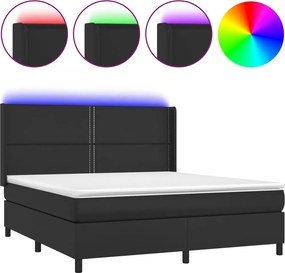 vidaXL fehér műbőr rugós ágy matraccal és LED-del 180x200 cm