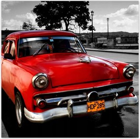 Poszterek 30x30 Kubai piros autó
