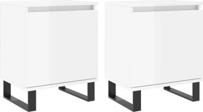 vidaXL 2 db magasfényű fehér szerelt fa éjjeliszekrény 40x30x50 cm