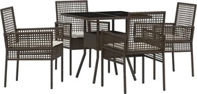 vidaXL Kert étkező szett 5 pcs Barna polirattan