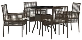 vidaXL Kert étkező szett 5 pcs Barna polirattan