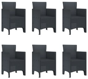 7 Darabos Kerti Étkező Szett Antracit Műanyag Rattan