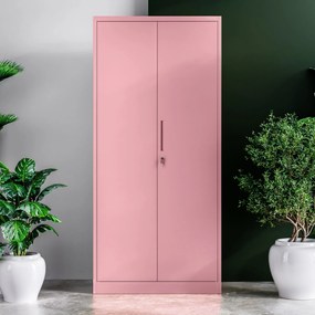 Személyzeti irattároló szekrény JAN H, 900 x 1950 x 400 mm, Fresh Style: púderrózsaszín