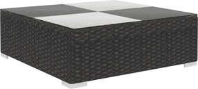 6-részes fekete polyrattan kerti bútorszett párnákkal
