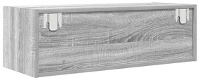 2 db szürke sonoma szerelt fa fali TV-szekrény 80x31x25,5 cm