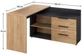 Sarok PC asztal Klodekas 9 (grafit + artisan tölgy) . 1116370
