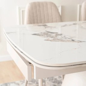 Bővíthető Étkezőasztal Fehér Márvány/Kasmír Színben. VERONA 160-240 cm