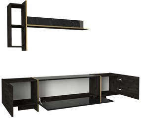 TV szekrény Veyron - Black, Gold