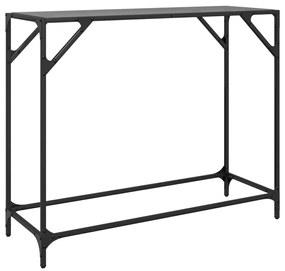 acél tálalóasztal fekete üveglappal 98 x 35 x 81 cm