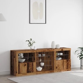 LED világítással ellátott büfé régi fa 181,5x37x67 cm újrahasznosított fa