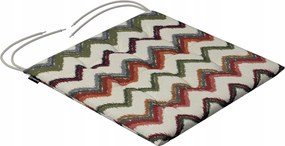 Károly székpárna 40x40 piros-zöld cikk-cakk mintás, krémszínű