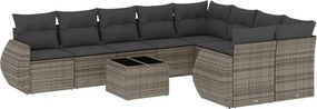 vidaXL 10 részes szürke polyrattan kerti ülőgarnitúra párnákkal