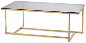 Design arany fém asztal, 8mm üveg asztallap 45x120x60cm