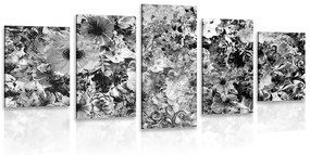 5 részes kép virágok fekete fehérben