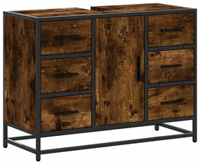 füstös tölgy szerelt fa fürdőszobai mosdószekrény 80x33x60 cm