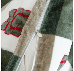 Mikroplüss ágyneműhuzat szett CHRISTMAS SOCKS zöld + mikroplüss lepedő SOFT 180x200 cm fehér, kétszemélyes