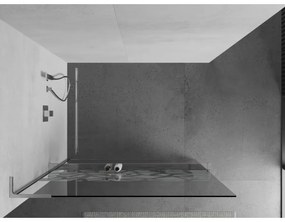 Mexen Kioto+ L, Walk-In zuhany paraván polccal és akasztóval 70 x 200 cm, 8 mm átlátszó üveg fehér mintás, króm profil, 800-070-123-01-85