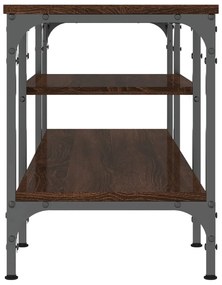barna tölgyszínű szerelt fa és vas TV-szekrény 121x35x45 cm
