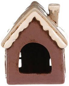 Karácsonyi dekoráció mézeskalács házikó Szív teagyertya, kerámia, lila